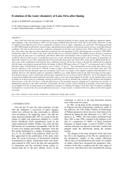 Evolution of the water chemistry of Lake Orta after liming