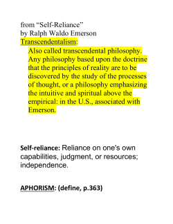 from &ldquo;Self-Reliance&rdquo; by Ralph Waldo Emerson Transcendentalism