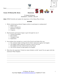 US History, Ms. Brown Need Help? Email: abrown