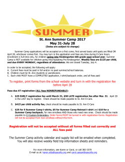 St. Ann Summer Camp 2017 May 31