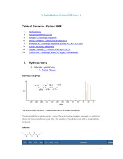 Table of Contents - Carbon NMR I. Hydrocarbons Normal Alkanes