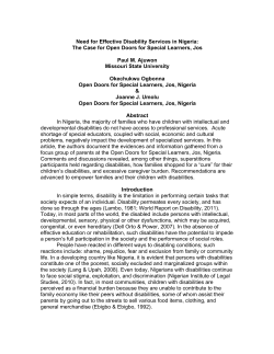 Need for Effective Disability Services in Nigeria: The Case