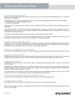 Claims and Returns Policy
