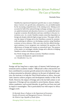 Is Foreign Aid Panacea for African Problems? The Case of Namibia