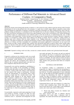 Performance of Different Pad Materials in Advanced Desert Coolers