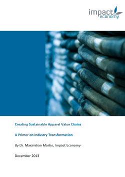 Creating Sustainable Apparel Value Chains A