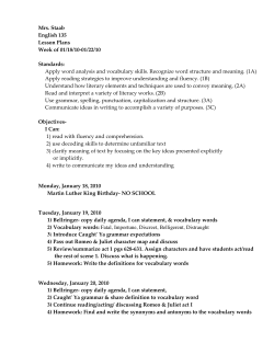 Mrs. Staab English 135 Lesson Plans Week of 01/18