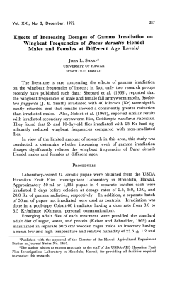 Effects of Increasing Dosages of Gamma Irradiation on Wingbeat