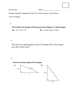 Pythagorean Thm and Triangle Inequality Practice Quiz