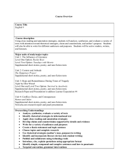 Course Overview Course Title English 9 Course description Using