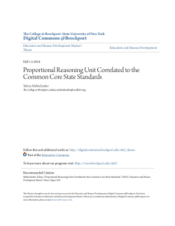 Proportional Reasoning Unit Correlated to the Common Core State