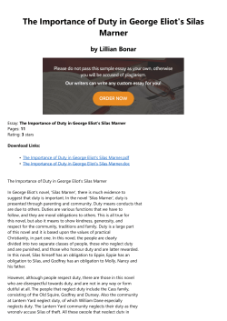 The Importance of Duty in George Eliot`s Silas