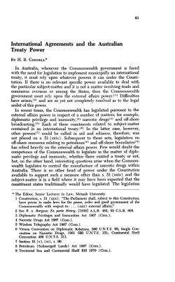 International Agreements and the Australian Treaty Power