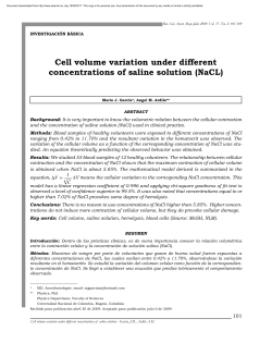 Cell volume variation under different concentrations of saline