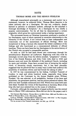 Thomas More and the Sensus Fidelium