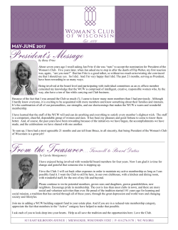 May / June Newsletter 2017 - Woman`s Club of Wisconsin