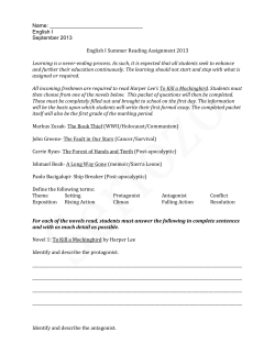 English I September 2013 English I Summer Reading Assignment