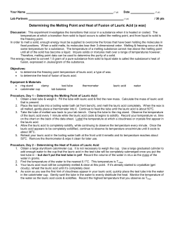 Lab: Determining the Heat of Fusion of Lauric Acid