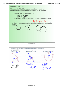 2.2 - Complementary and Supplementary Angles 2016.notebook