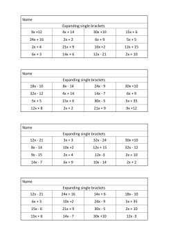 Name Expanding single brackets 9x +12 4x + 14 30x +
