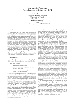 Learning to Program: Spreadsheets, Scripting and HCI