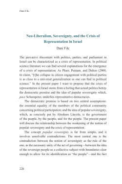 Neo-Liberalism, Sovereignty, and the Crisis of Representation in Israel