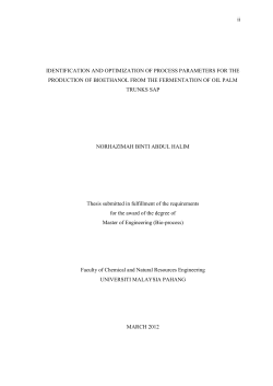 ii IDENTIFICATION AND OPTIMIZATION OF PROCESS