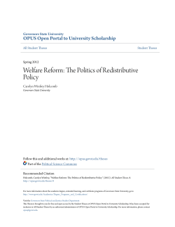 Welfare Reform: The Politics of Redistributive Policy