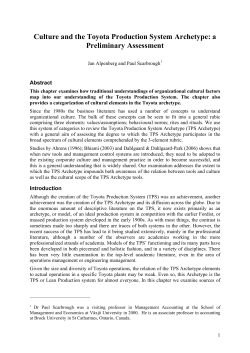 Culture and the Toyota Production System Archetype