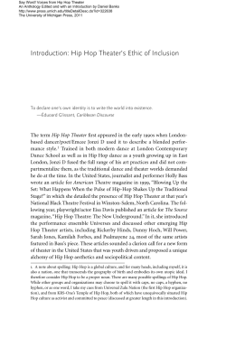 Introduction: Hip Hop Theater`s Ethic of Inclusion