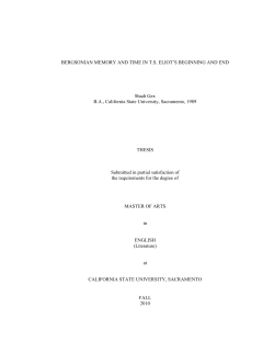 BERGSONIAN MEMORY AND TIME IN TS ELIOT`S