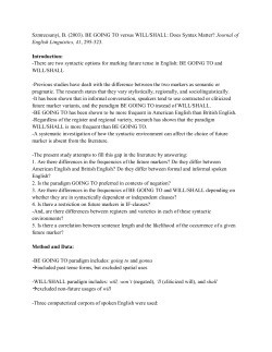 Szmrecsanyi, B. (2003). BE GOING TO versus WILL/SHALL