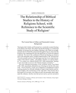 The Relationship of Biblical Studies to the History of Religions