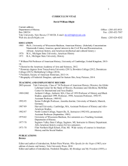 CURRICULUM VITAE David William Blight Current address