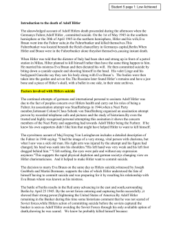 Introduction to the death of Adolf Hitler The aknowledged