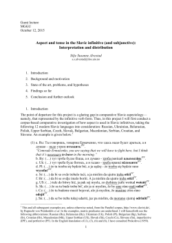 Aspect and tense in the Slavic infinitive (and subjunctive)