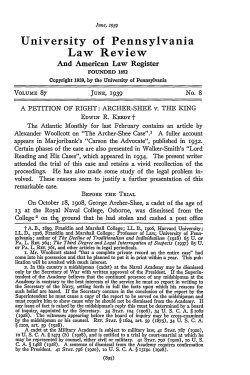 A Petition of Right: Archer-Shee v. The King
