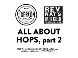 ABOUT HOPS, part 2 - Reverend Nat`s Hard Cider