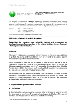 FLI Rules of Good Scientific Practice - FLI - Leibniz