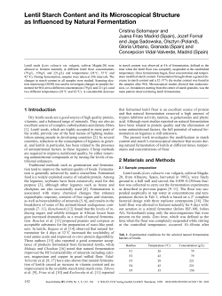 Lentil Starch Content and its Microscopical Structure as Influenced