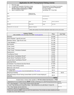Application for 2017 Pennsylvania Fishing License