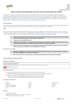 Science Grade 02 Unit 09 Exemplar Lesson 03: How Do Animals