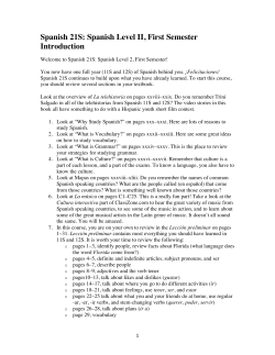 Spanish 21S: Spanish Level II, First Semester Introduction