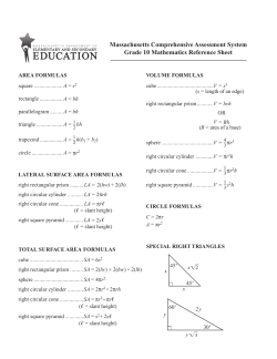 Standard Reference Sheet