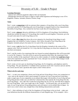 Diversity of Life &ndash; Grade 6 Project