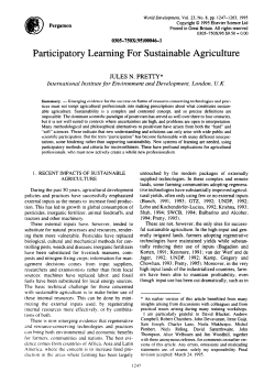Participatory Learning For Sustainable Agriculture