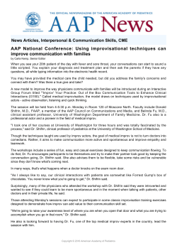 AAP National Conference: Using improvisational techniques can