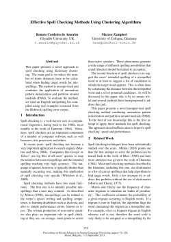 Effective Spell Checking Methods Using Clustering