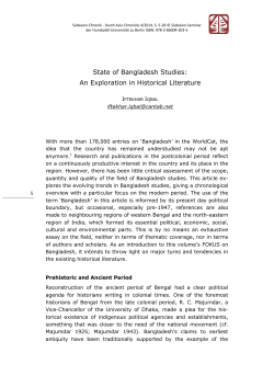 State of Bangladesh Studies: An Exploration in Historical Literature