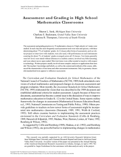 Assessment and Grading in High School Mathematics Classrooms